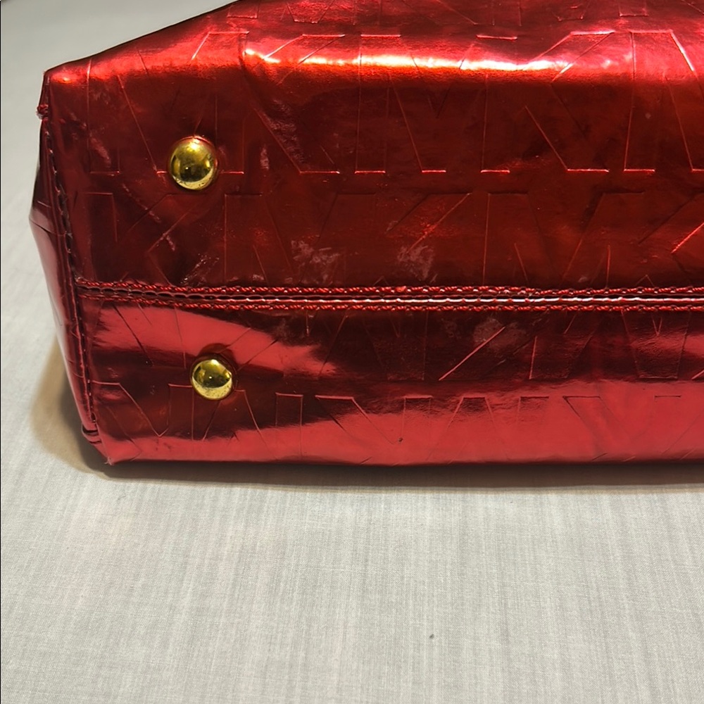 Michael Kors Red Tote Bag with Beige Straps - Picture 8 of 10